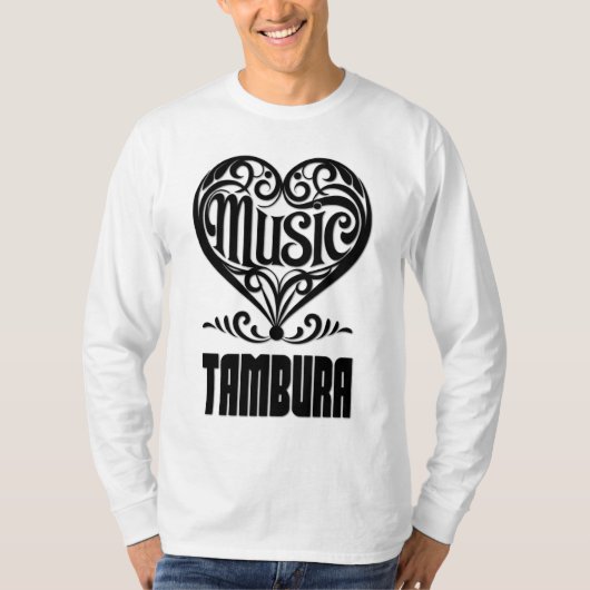 Elegant Scrolled Heart for Tambura Lovers T-shirt (Voorkant)