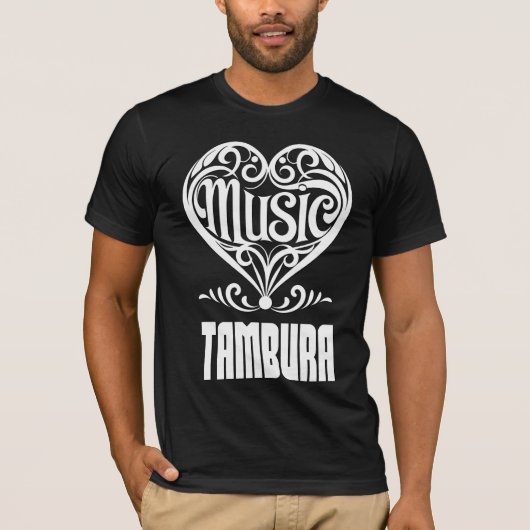 Elegant Scrolled Heart for Tambura Lovers T-shirt (Voorkant)