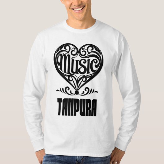 Elegant Scrolled Heart for Tanpura Lovers T-shirt (Voorkant)
