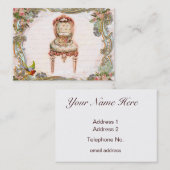 Elegant scrollen & roze rozen & teacup visitekaartje (Voorkant / Achterkant)