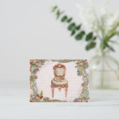 Elegant scrollen & roze rozen & teacup visitekaartje (Staand voorkant)