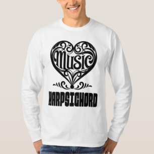 Elegant scrollhart voor klavecimbelliefhebbers t-shirt