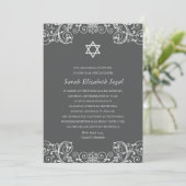 Elegant  Scrolls Bat Mitzvah Kaart (Staand voorkant)
