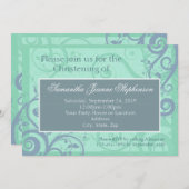 Elegant Scrolls Blue Baby Christening / Baptisme Kaart (Voorkant / Achterkant)