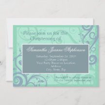 Elegant Scrolls Blue Baby Christening / Baptisme