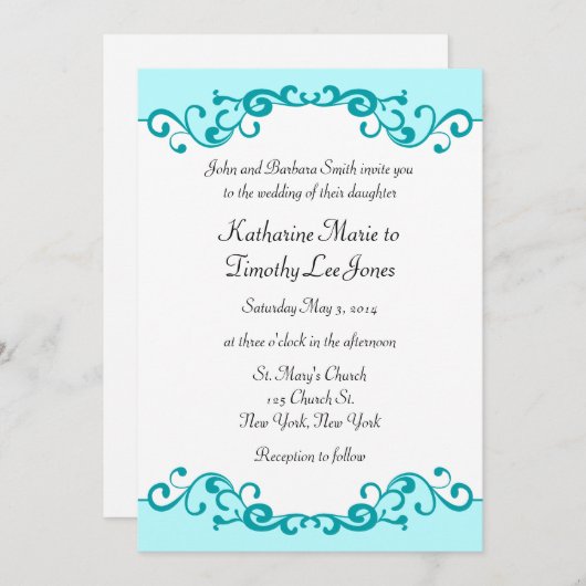 Elegant Scrolls Border Wedding Kaart (Voorkant / Achterkant)