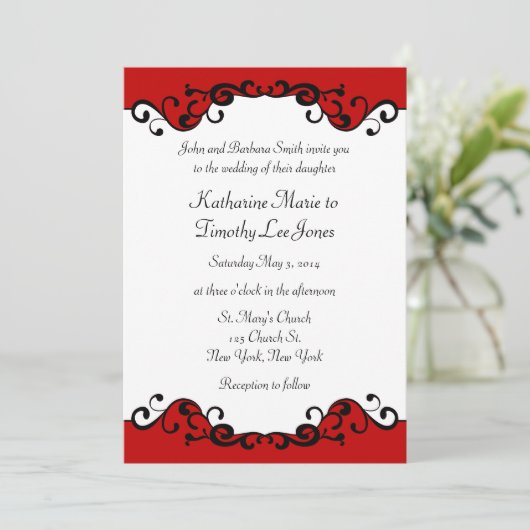 Elegant Scrolls Border Wedding Kaart (Staand voorkant)