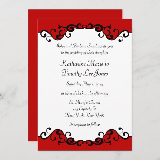 Elegant Scrolls Border Wedding Kaart (Voorkant / Achterkant)