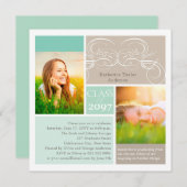 Elegant Scrolls Mint Two Photo Graduparty Kaart (Voorkant / Achterkant)