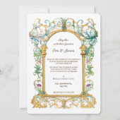Elegant Scrollwork Floral Regal Botanical Wedding Kaart (Voorkant)