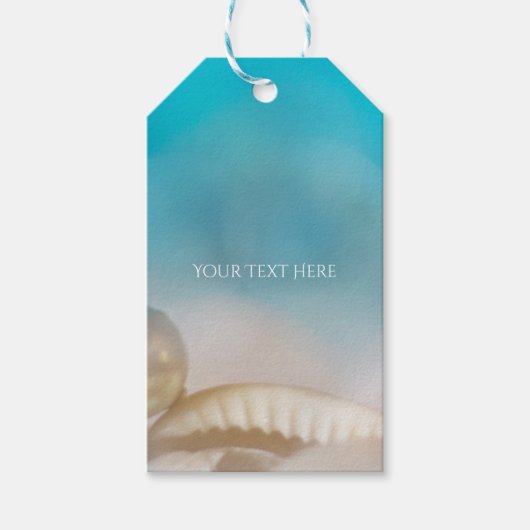 Elegant Sea Shells Blue Tropical Beach Wedding Cadeaulabel (Voorkant)