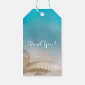 Elegant Sea Shells Blue Tropical Beach Wedding Cadeaulabel (Achterkant)
