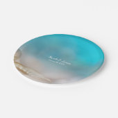 Elegant Sea Shells Blue Tropical Beach Wedding Papieren Bordje (Gekanteld)