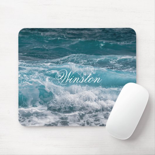 Elegant Sea Wave Pattern Personalized Mouse Pad Muismat (Met muis)
