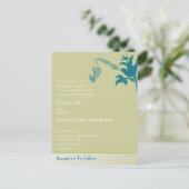 Elegant  SeaBlue Bird Wedding Invitation Uitnodiging Briefkaart (Staand voorkant)