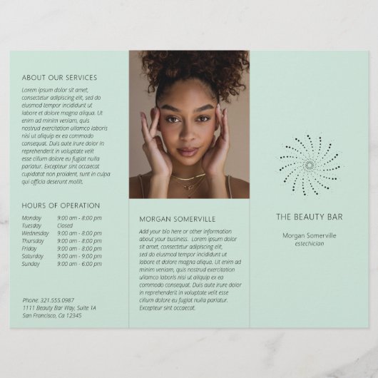 Elegant Seafoam Abstract Flower Modern Brochure (Voorkant)