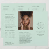 Elegant Seafoam Abstract Flower Modern Brochure (Voorkant / Achterkant)