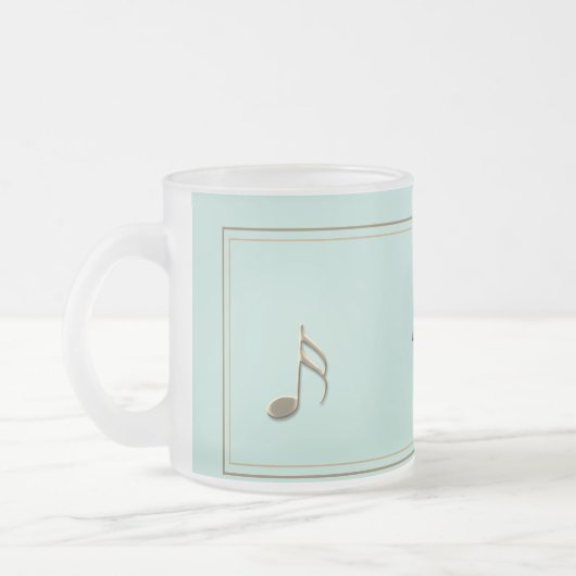 Elegant Seafoam Embossed Music Note Piano Singer Matglas Koffiemok (Links)