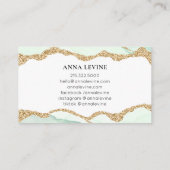 Elegant Seafoam Green Agate en Gold Visitekaartje (Achterkant)