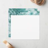 Elegant Seafoam Silver Stripe Custom Name Wedding Notitiekaartje (Voorkant / Achterkant in situ)