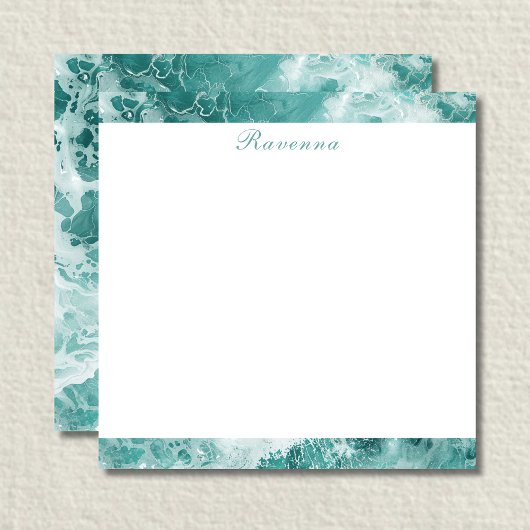 Elegant Seafoam Silver Stripe Custom Name Wedding Notitiekaartje