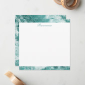 Elegant Seafoam Silver Stripe Custom Name Wedding Notitiekaartje (Voorkant / Achterkant in situ)