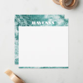 Elegant Seafoam Silver Stripe Custom Name Wedding Notitiekaartje (Voorkant / Achterkant in situ)