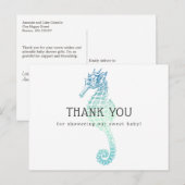 Elegant Seahorse Baby shower Bedankt Briefkaart (Voorkant / Achterkant)