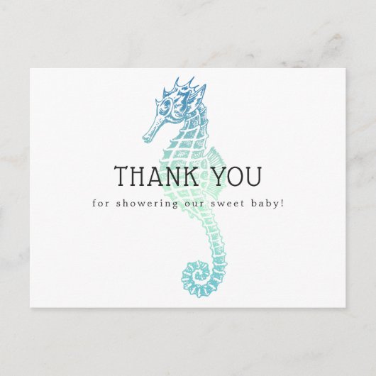 Elegant Seahorse Baby shower Bedankt Briefkaart (Voorkant)