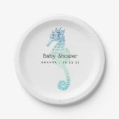 Elegant Seahorse Baby shower Papieren Bordje (Voorkant)