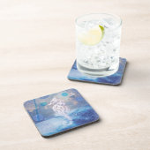 Elegant  Seahorse Blue Ocean Waves Bier Onderzetter (Rechterzijde)