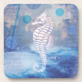 Elegant  Seahorse Blue Ocean Waves Bier Onderzetter (Voorkant)