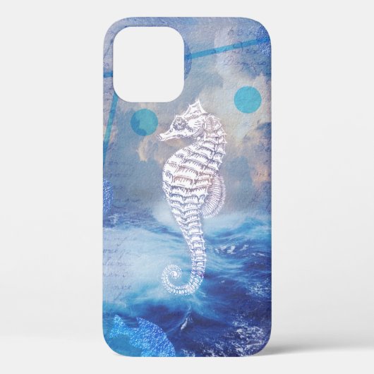 Elegant Seahorse Blue Ocean Waves Case-Mate iPhone Case (Achterkant)