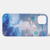 Elegant  Seahorse Blue Ocean Waves Case-Mate iPhone Case (Achterkant (horizontaal))