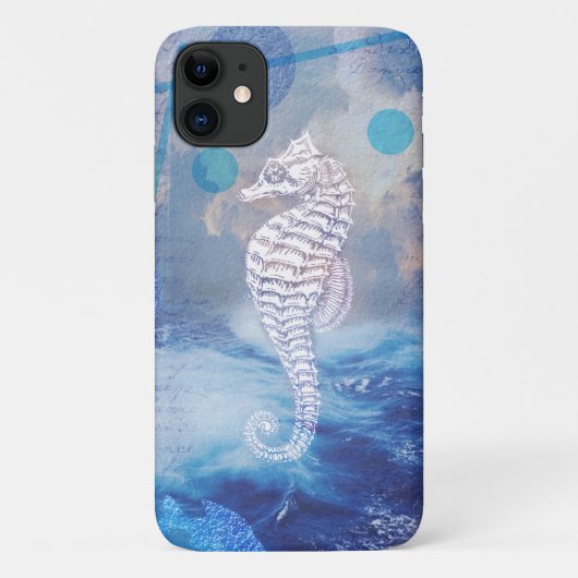 Elegant  Seahorse Blue Ocean Waves Case-Mate iPhone Case (Achterkant)