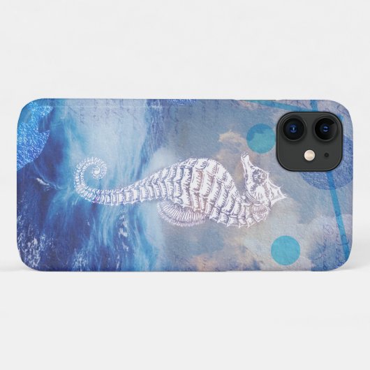 Elegant Seahorse Blue Ocean Waves Case-Mate iPhone Case (Achterkant (horizontaal))