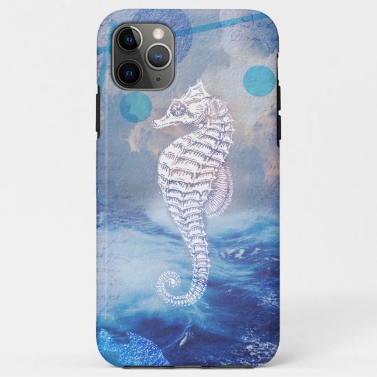Elegant Seahorse Blue Ocean Waves Case-Mate iPhone Case (Achterkant)