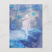 Elegant  Seahorse Blue Ocean Waves Feestdagenkaart (Voorkant)