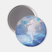 Elegant  Seahorse Blue Ocean Waves Magneet (Voorkant / Achterkant)