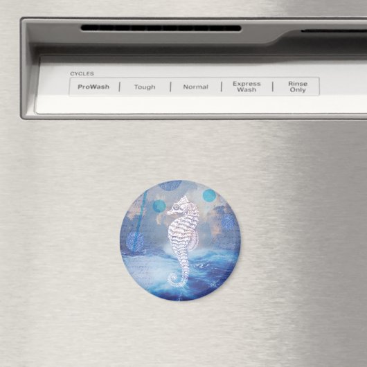 Elegant  Seahorse Blue Ocean Waves Magneet (Insitu (Vaatwasser))