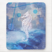 Elegant  Seahorse Blue Ocean Waves Muismat (Voorkant)