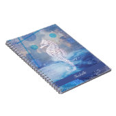 Elegant  Seahorse Blue Ocean Waves Name Notitieboek (Rechterzijde)