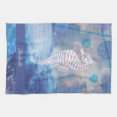 Elegant  Seahorse Blue Ocean Waves Name Theedoek (Horizontaal)