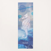 Elegant  Seahorse Blue Ocean Waves Name Yogamat (Voorkant)