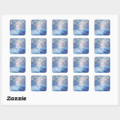 Elegant  Seahorse Blue Ocean Waves Vierkante Sticker (Vel)