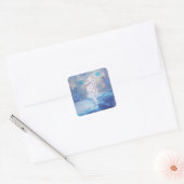 Elegant  Seahorse Blue Ocean Waves Vierkante Sticker (Envelop)
