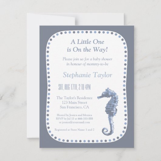 Elegant Seahorse Ocean Baby Shower Invitaties Kaart (Voorkant)