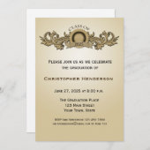 Elegant Seal & Scroll Afstuderen Uitnodiging (Voorkant / Achterkant)