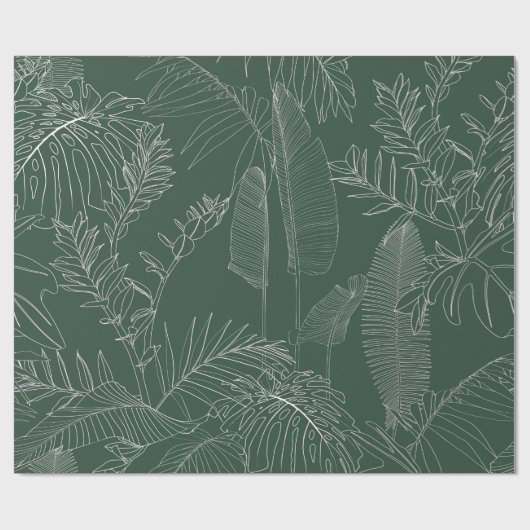 Elegant seamless pattern with green hand drawn lin cadeaupapier (Vlak)