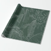 Elegant seamless pattern with green hand drawn lin cadeaupapier (Uitgerold)
